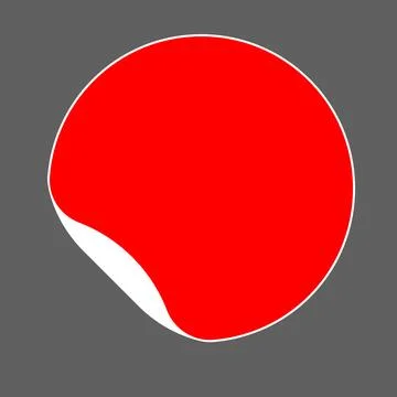 This vibrant red circular sticker icon with a peeled corner is perfect for pr Stock Illustration