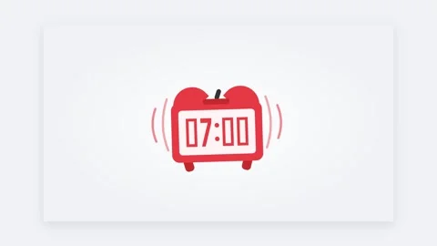 Vibrant Red Digital Alarm Clock Ringing and Shaking on Light Background Stock Footage 346611941