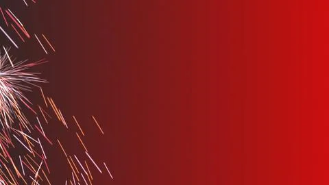 Vibrant red fireworks exploding in dark night sky Illustrazione stock