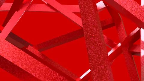 Vibrant Red Geometric Beams in an Abstract 3D Composition Ilustração Stock