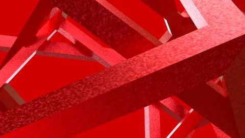 Vibrant Red Geometric Beams in an Abstract 3D Composition Ilustração Stock