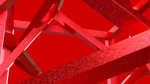 Vibrant Red Geometric Beams in an Abstract 3D Composition Ilustração Stock