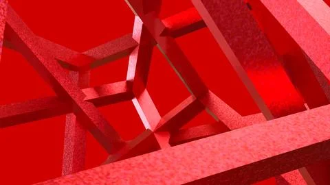 Vibrant Red Geometric Beams in an Abstract 3D Composition Ilustração Stock