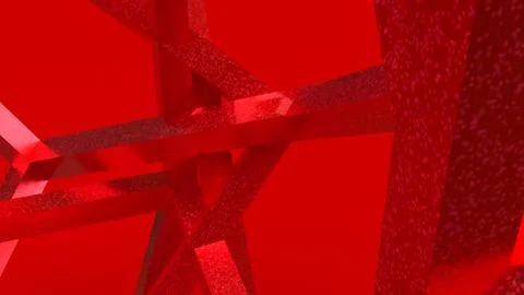 Vibrant Red Geometric Beams in an Abstract 3D Composition Stock Illustration