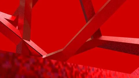 Vibrant Red Geometric Beams in an Abstract 3D Composition Stock Illustration