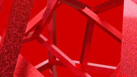 Vibrant Red Geometric Beams in an Abstract 3D Composition Stock Illustration