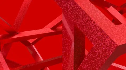 Vibrant Red Geometric Beams in an Abstract 3D Composition Stock-Illustration