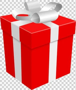 A vibrant red gift box adorned with a white ribbon, perfect for celebrating.. Stock Illustration