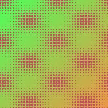 Vibrant red halftone dot pattern on green and orange gradient background, r.. 스톡 일러스트
