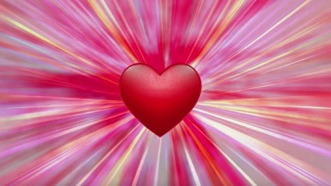 Vibrant Red Heart at the Center of an Explosive Light Ray Background Stock Footage 322794638
