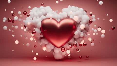 Vibrant Red Heart Formed by Bubbles, Soft Glow for Romantic Love Theme Stock Footage 326685800