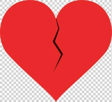 A vibrant red heart is split vertically by a stark black crack, symbolizing.. Stock Illustration