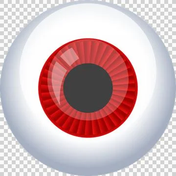 Vibrant red iris and black pupil set against a white sclera in a striking, .. Stock Illustration