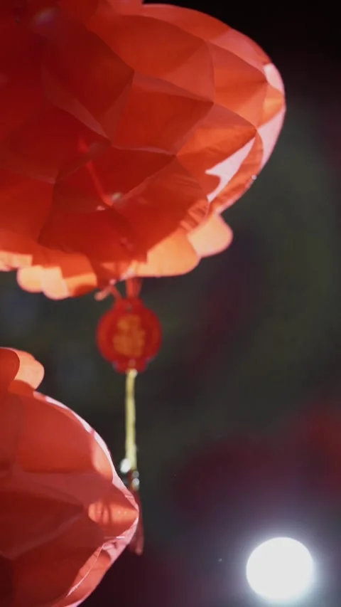 Vibrant red lanterns add to the festive atmosphere with colorful light Stock Footage 293759883