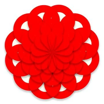 Vibrant Red Layered Abstract Flower Mandala Stock Illustration