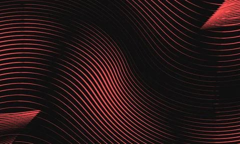 Vibrant red lines on a black background with wavy pattern Stock Illustration