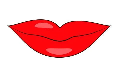 Vibrant red lips isolated on white background. Sexy lips icon. Glamour fash.. Stock Illustration