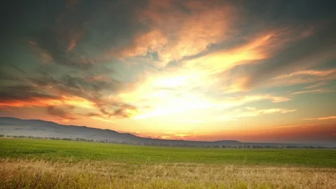 Vibrant Red Mountain Sunset Timelapse  Stock Footage 86585049