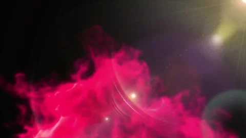 Vibrant red nebula clouds floating through deep space with glowing lens flare Stock Footage 345214031