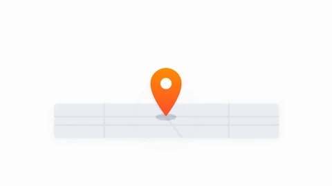 Vibrant Red-Orange Map Pin Dropping onto Stylized Vector Map with Soft Boun.. Stock-Footage 346006859