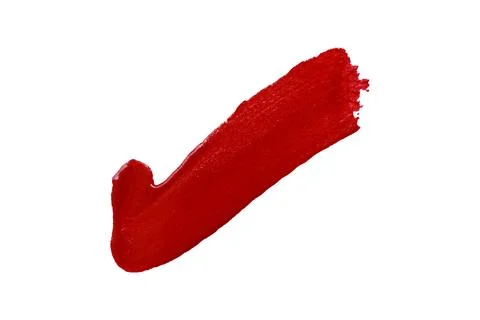 Vibrant red paint check mark stroke isolated on white Background and have c.. Stock Photos