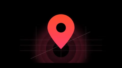 Vibrant Red-Pink Gradient Map Pin Landing on Minimalist Dark Map with Expan.. Видео 346202244