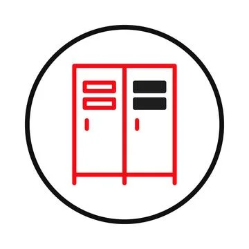 Vibrant red school locker icon with sleek design symbolizing organized educ.. Stock Illustration
