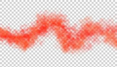 Vibrant red smoke wave isolated on transparent background Illustrazione stock