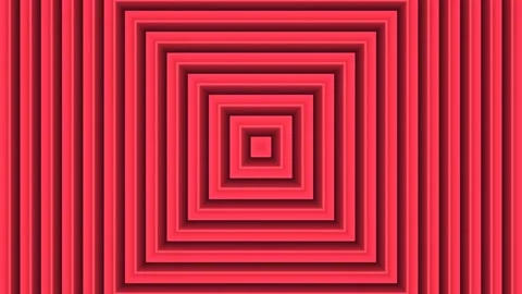 Vibrant red squares create a layered geometric pattern on Stock Footage 338164819