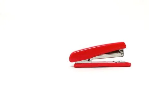 Vibrant Red Stapler on a Clean White Background, Ideal for Office and Stati.. Stock Photos