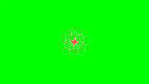 A vibrant red star surrounded by a cluster of white circles on green screen Stock-Footage 340904365