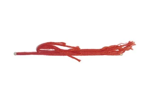Vibrant red string rope isolated on white background in high resolution Stock Photos