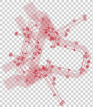 Vibrant red technology circuit pattern transparent PNG Stock Photos