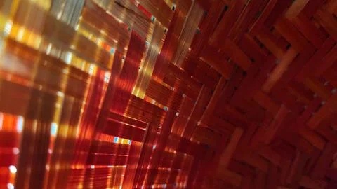 Vibrant red translucent weave with light reflections and layered structure,.. Stock Photos