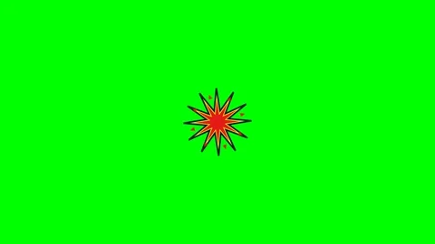 A vibrant red twelve pointed star shape set against a bright green background Stock Footage 340903313