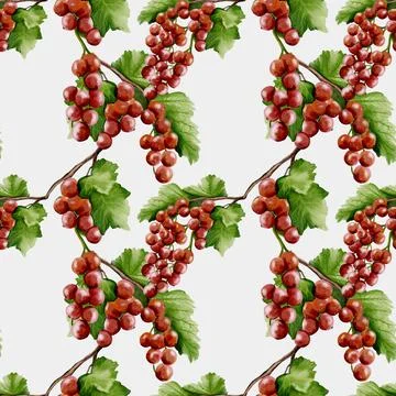 Vibrant redcurrant watercolor pattern for textile and wrapping applications Stock-Illustration
