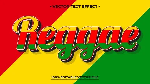 Vibrant Reggae Text Effect in Red, Yellow, and Green Stock Illustration