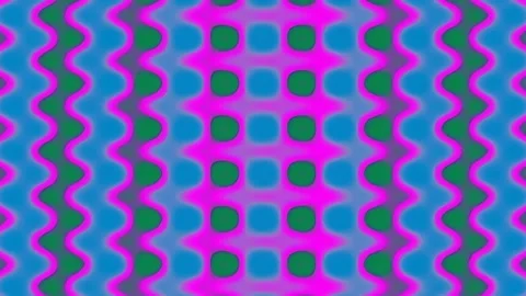 Vibrant repeating abstract geometric pattern in green, magenta, and cyan colo Stock Footage 341058033