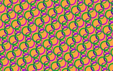 Vibrant repeating pattern of overlapping circles background, creating a ret.. イラスト素材