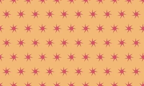 Vibrant repeating pattern of stylized stars on a warm, peachy background.  Pe Stock Illustration