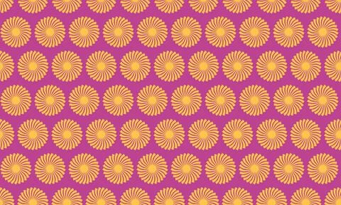 Vibrant repeating pattern of sunburst motifs on a rich magenta background.  P Stock Illustration