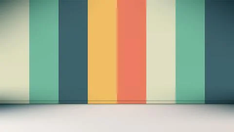 Vibrant retro bold stripes background 1970s teal blue yellow coral vintage .. Illustrazione stock