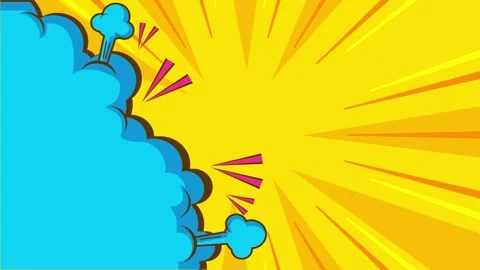 Vibrant retro comic book pop art background with sunburst animation Stock Footage 334683484