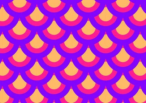 Vibrant Retro Geometric Scallop Pattern Seamless Abstract Background In Pur.. Stock Illustration