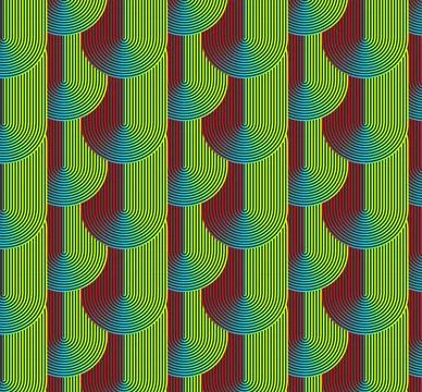 Vibrant Retro Geometric Seamless Pattern With Neon Concentric Semicircles a.. Stockillustratie
