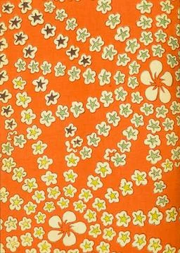 Vibrant retro red background pattern with flowers and stars. Stock Photos