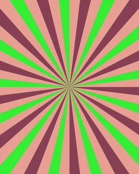 Vibrant retro sunburst background with green, pink, and burgundy radial ray.. Stock Illustration