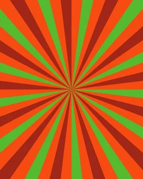 Vibrant Retro Sunburst Background with Orange Red and Green Radial Rays for.. Stock Illustration