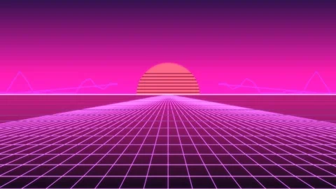 Vibrant retro synthwave wireframe perspective grid undulating towards glowi.. Stock Footage 346647303