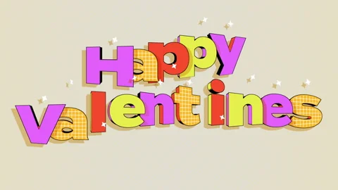 Vibrant Retro Typography Animation Featuring Happy Valentines Message Stock Footage 300777963
